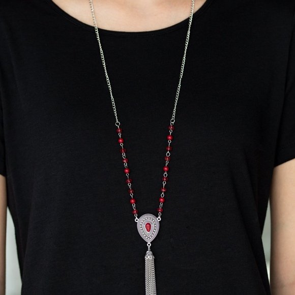 Paparazzi Soul Quest Red Necklace and Earring Set - Picture 2 of 2